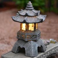 Lámpara Solar De Resina Creativa Torre De Luces De Palacio Decoración Zen Para Jardín Y Patio Iluminación Solar Pagoda Luces - details 4
