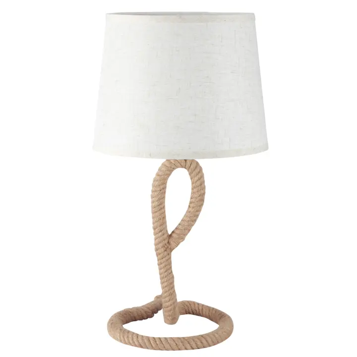 HOMCOM Lámpara de Mesa Náutica con Base de Metal y Cuerda de Cáñamo Pantalla de Tela Portalámpara E27 de Máx. 40W para Salón Dormitorio Ø30x56 cm Beige - 1
