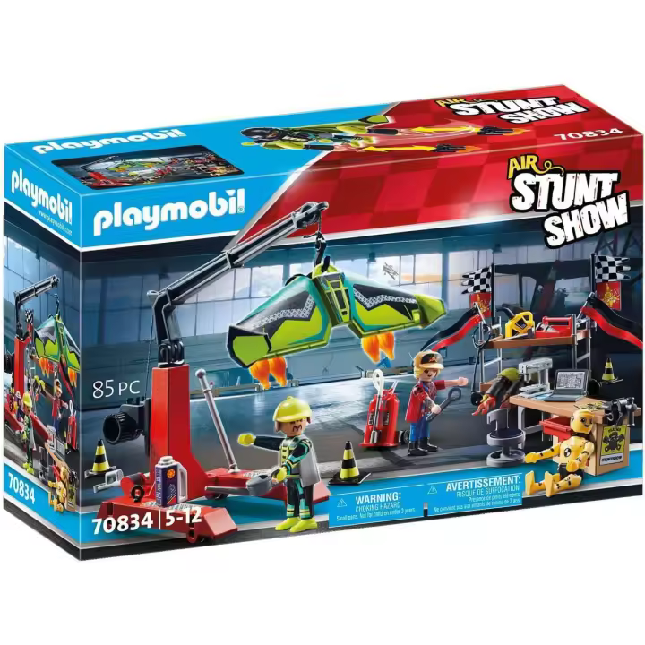 PLAYMOBIL Estación de Servicio - Air Stunt Show - Taller para Aviones - Juguete educativo - Mayores de 3 años - 1