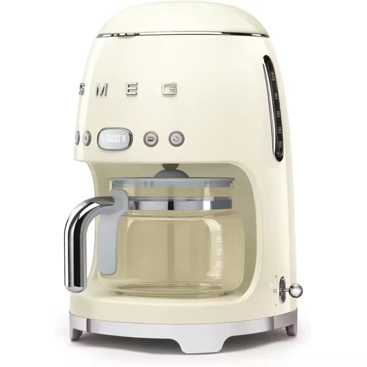 Cafetera Goteo Smeg 50' Style Blanco/Crema/Negro 1050W Programable, Pantalla, 1,25L - 1