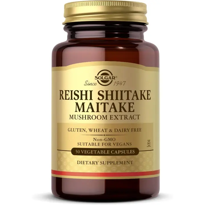 SOLGAR REISHI SHIITAKE MAITAKE EXTRACTO DE HONGO 50 CAPSULAS VEGETALES - 1