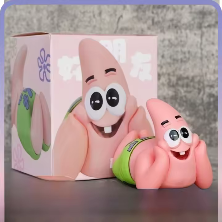 Figura De Anime Patrick Star 7cm Soporte Para Móvil Spongebob Squarepants Postura Prone Decoración De Escritorio Regalo Para Niños Y Adultos - 1