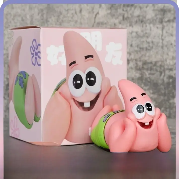 Figura De Anime Patrick Star 7cm Soporte Para Móvil Spongebob Squarepants Postura Prone Decoración De Escritorio Regalo Para Niños Y Adultos - 1