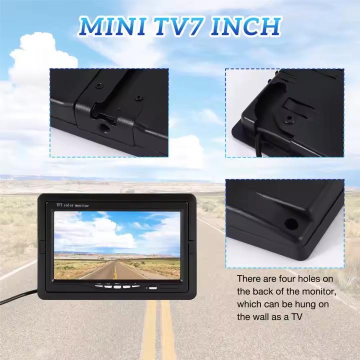 Monitor LCD Portátil Mini TV de 7 Pulgadas HD 800X480 para Coche DVD/CMMB con Dos Entradas para Pasajeros Peso Normal Producto Fabricado en China - 1