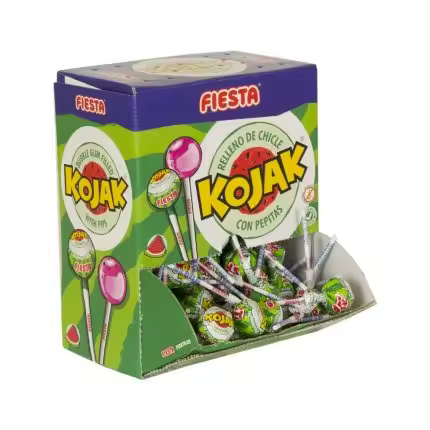 Fiesta CHUPA CHUPS KOJAK SANDIA 100 Unidades Sin Gluten con Chicle Incluido - 1