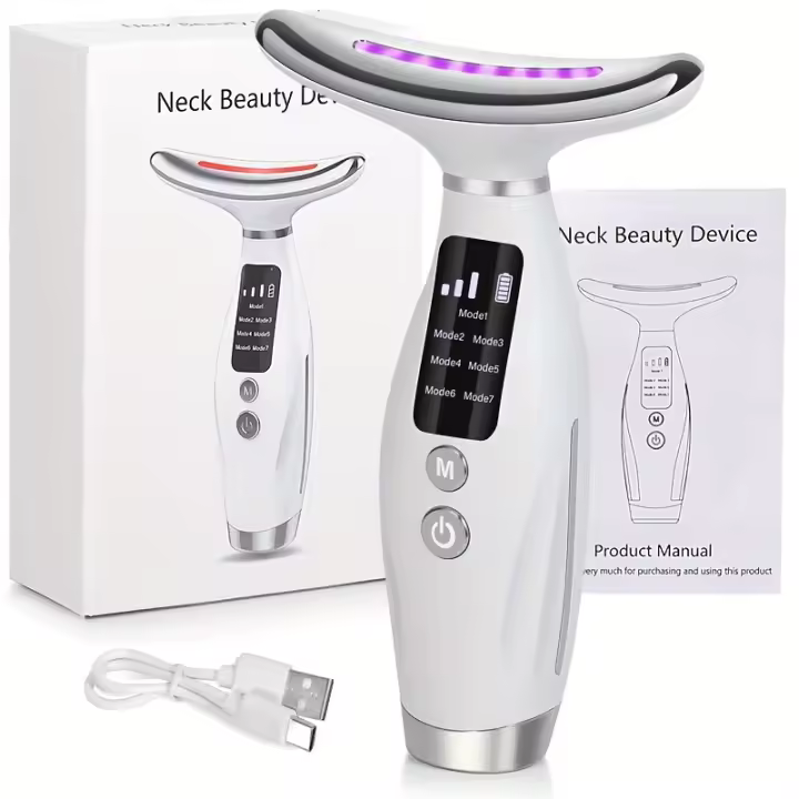 Rejuvenecimiento Radiante Masajeador Facial LED de 7 Colores y Calentado - Recargable por USB, Herramienta de Cuidado de la Piel Sin Fragancia para Mujeres - Regalo Perfecto para el Día de la Madre - 1