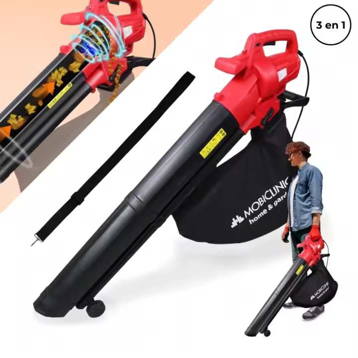 Soplador eléctrico de hojas Mobiclinic® 3000W 6 Velocidades Mobiclean 3 en 1 Ligera 35L Sopladora de hojas Velocidad de soplado 270 km/h para jardín 220V Asa de Hombro - 1