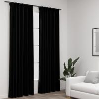 vidaXL Cortinas Opacas con Ganchos 2 Piezas 140x225 cm Ventana Anillas Color Azul,  Gris,  Negro y mas - details 2