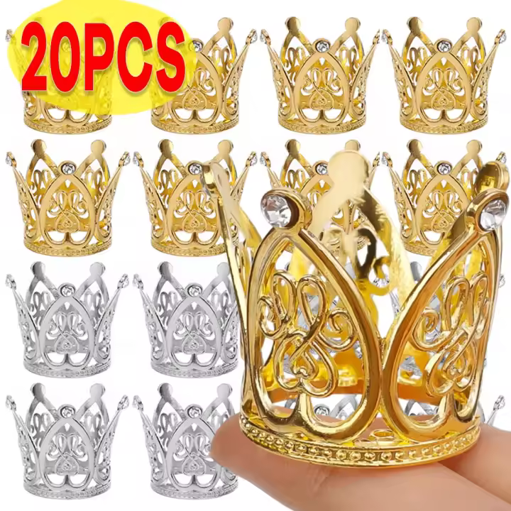 Mini Corona De Pastel Decoración De Boda Cumpleaños Para Niños Adorno De Cabello Con Tiara De Perlas Tamaño a 4.1*3.4*3.1cm - 1