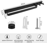 Toallero de aluminio montado en la pared Toallero con ganchos Toallero con tornillos Barra de toalla duradera a prueba de herrura 40cm de longitud para puertas de cocina de baño-Negro - details 0