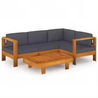 VIDAXL juego moderno de sofás y mesa con 6 piezas y cojines en color gris oscuro - 1
