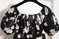 Vestido Mini De Verano Para Mujer Estampado Floral Chiffón Casual Cintura Natural Manga Larga Suelta Cierre De Cremallera - details 27