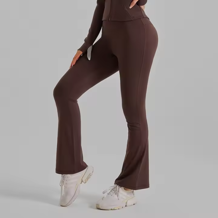 MOV-Pantalones de yoga elásticos altos, ajustados, ajustados, de cintura alta, color melocotón, para fitness y deportes - 1