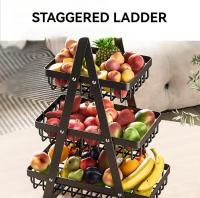 Cesta De Frutas De Tres Niveles Para Encimera Organizador De Cocina Almacenamiento Y Sala De Comedor Material Duradero - details 5