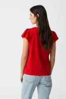 Camiseta Kira roja de Tiffosi. Color muy intenso de esta camiseta de algodón con detalle en la manga con efecto arrugado - details 3