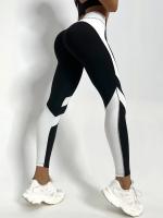 Leggings De Yoga De Dos Tonos Con Control De Abdomen Tallas Regulares Cintura Elástica Para Mujer Pantalones Deportivos - details 2