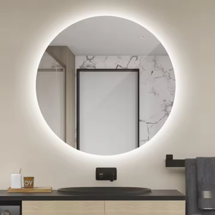IMEX - Espejo Baño con Luz  Espejo de Baño Grande  Espejo LED Antivaho  Espejo de Pared Redondo 60cm  Serie Lisboa  Color Cromo - 1