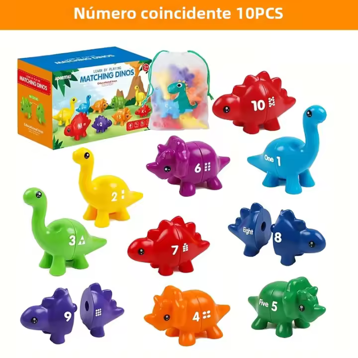 Juego Educativo Montessori De Dinosaurios Con Letras Y Números En Mayúsculas Y Minúsculas Para Niños Color Sorting Aprendizaje Del Alfabeto - 1