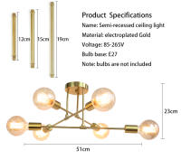 Lámpara De Techo Moderna LED En Negro/Oro Industrial Nordic Minimalista Para Decoración De Hogar Sala De Estar Comedor Instalación Sencilla Sin Dispositivo Inteligente - details 1