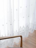 Cortina De Tela De Encaje Bordado De Flores Estilo Europeo Exquisito Para Dormitorio Y Sala De Estar 1 Pieza Translúcida - details 2