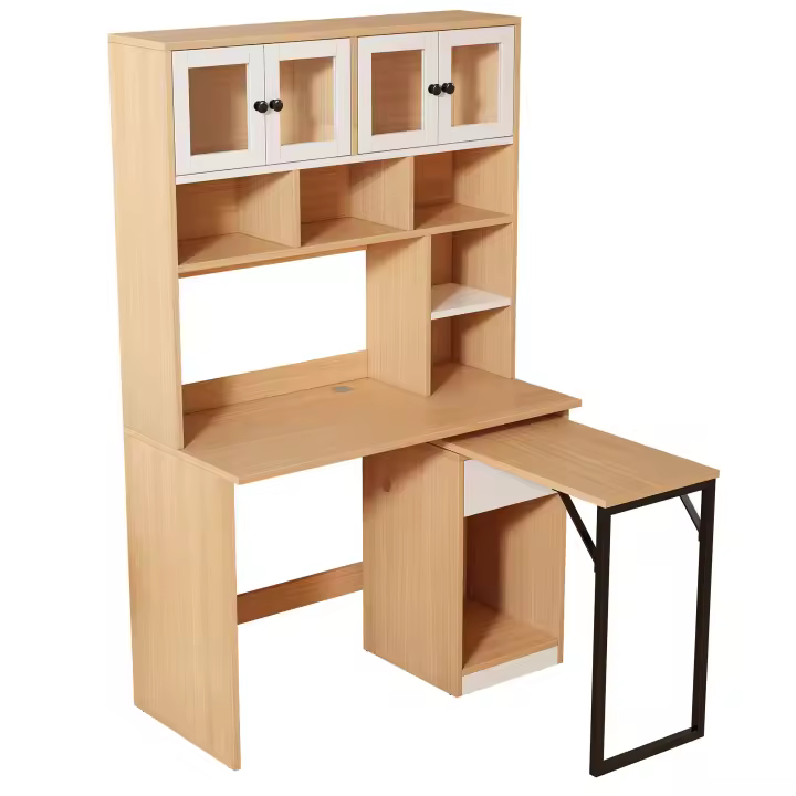 Escritorio Orden, esritorio estantería, esritorio Armario, esritorio trabajo, esritorio Armario, Blanco natural 180cm - 1