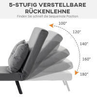 Sofá individual con función de Cama, Reclinable con respaldo ajustable, Exterior de terciopelo, Gris Oscuro - details 5