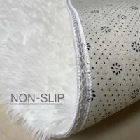 Alfombra Redonda De Peluche Suave Para Sala De Estar Decoración De Hogar Dormitorio Sala De Niños Estilo Moderno Color Blanco Grueso Pile - details 2