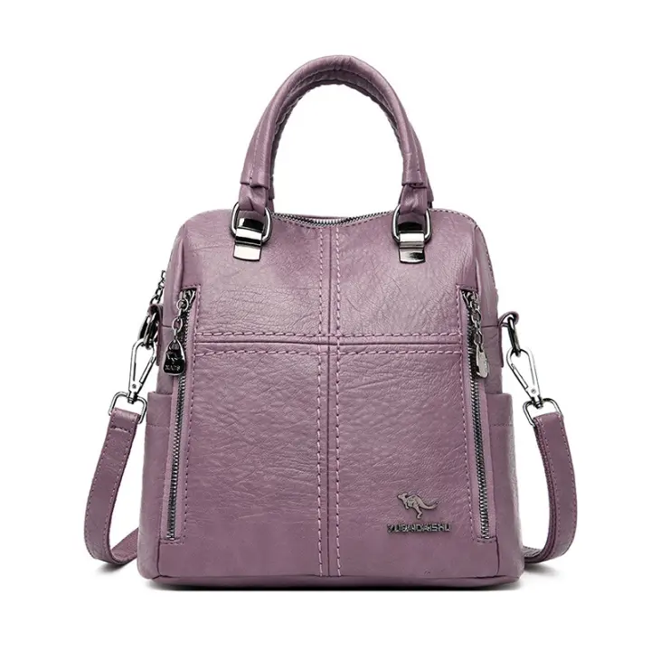 Mochila multifuncional de moda para mujer, versión coreana, versátil, de cuero suave, bolso de mensajero, bolso de mano moderno - 1