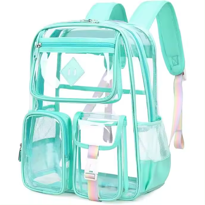 Mochara Clara PARAS LA Escuela, transparente resistente PVC bookbag para el estadio de las niñas aprobó VE a través moChila - 1