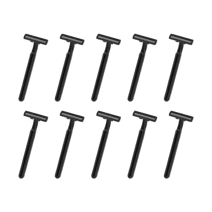 10pcs Cuchilla Desechable Manual De Acero Carbono Para Eliminación De Pelos Corte Doble Uso Corporal Tamaño 12x8 Cm - 1