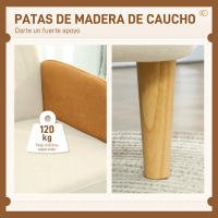 HOMCOM Sofá individual Tapizado en Terciopelo Sofá de Salón con Reposabrazos y Patas de Madera Sofá Pequeño Carga 120 kg para Dormitorio Oficina 72x87x82 cm Crema - details 2