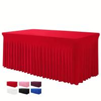 Mantel Rectangular De 6ft Con Falda De Poliéster Ajustable Negro Cubierta De Mesa De Spandex Para Mesa De 6 Pies - details 9