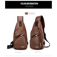 Nueva Bandolera Para Hombre Con USB Gran Capacidad De Carga Portátil Deportes Al Aire Libre Bandolera Diagonal PU Con Cierre De Cremallera - details 10