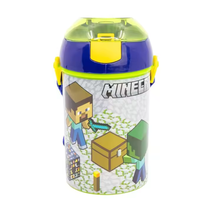 Botella Cantimplora de agua infantil Minecraft 450ml| Cantimplora para niños con correa - 1