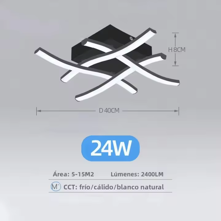 Luz De Techo LED Moderna Para Sala De Estar Restaurante 3 Colores Variables Luz De Dormitorio Y Balcones Diseño Curvado 24W - 1