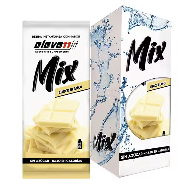 Eleven Fit Mix Instantáneo, Caja de 12 Sobres Sabor Chocolate Blanco - Prepara 1.5L de Bebida Saludable - Sin Azúcar, Baja en Calorías y Carbohidratos - Ideal para Agua/Leche, Cocinar y Preparar Postres - Mejora tu Dieta - Apto para Adultos y Niños - 1