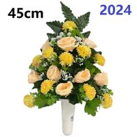 Centro de Flores para Cementerio Gerimport - Ramos de Flores para Todos los Santos - Flores Artificiales de Tela - Ancho 30cm - Alto 45cm - details 0
