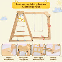 7 En 1 Parque Infantil de Madera plegable multifuncional con toboganes, bastones de Escalada, columnas, Cuerdas de Escalada, Escalera de Red, etc. - Certificado EN-71, apropiado para Uso Infantil en interiores, espacio y es seguro - details 2