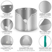 Estufa De Camping Ultraligera Y Ultrafina De Titanio Con Pantalla De Protección Contra Viento Placa Antiviento Para Exteriores - details 26
