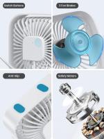 Ventilador de escritorio USB, flujo de Aire fuerte y funcionamiento Silencioso, mini ventilador personal, ventilador pequeño de Viento de 3 lordades, giratorio de 360 °, Blanco - details 0