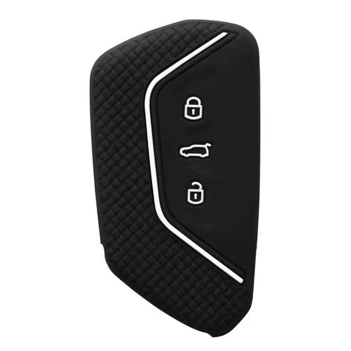 AUTOZOCO Funda Silicona Mando Llave Coche 3 Botones, Protector Carcasa Llave Coche, Compatible con VW Golf 8, Seat Leon MK 4 / KL, Tarraco, Ateca, Skoda Octavia, Cupra Formentor, Leon, Negro Blanco - 1