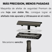 Loyal Safety Razor Bakano maquinilla de afeitar de doble filo barba, afeitadora clásica + 5 cuchillas de recambio con soporte - details 3