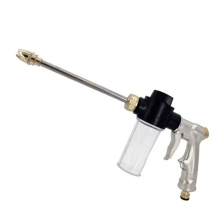 Pistola De Agua Para Jardín Con Manguera Sprayer Máquina De Lavar Coche Roja Y Negra Metálica De Latón Varía El Flujo De Control - 1
