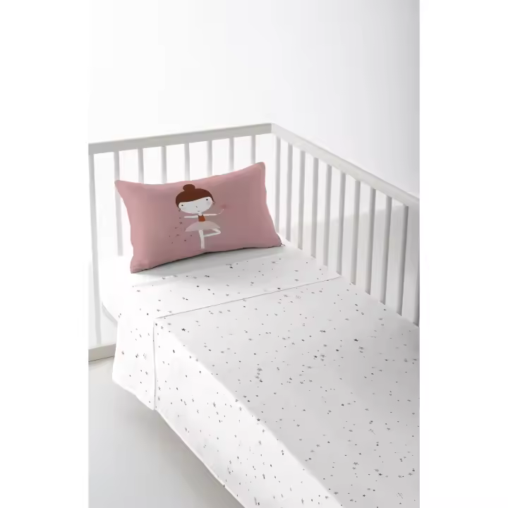 JUEGO DE SÁBANA CUNA/MAXICUNA INFANTIL BEBÉ 100% ALGODÓN BAILARINA B HACIENDO EL INDIO FABRICADO EN ESPAÑA - 1