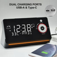 Reloj De Alarma De Lado Con Radio DAB Y FM Luz Nocturna LCD Dimmable Dual Snooze Bluetooth Tipo-C Y Carga USB Estilo Europeo - details 5