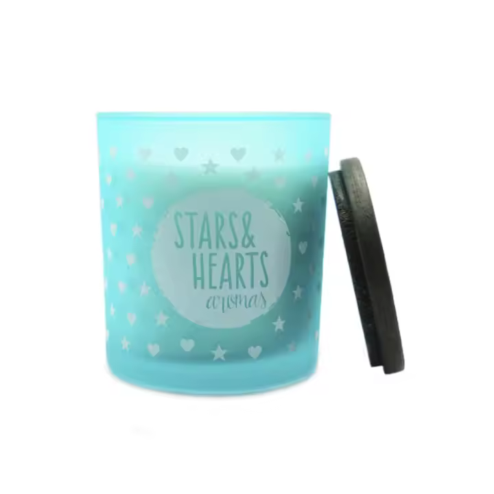 Vaso vela perfumada aromática con tapa de madera, Decomac - 1
