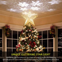 Decoración De Árbol De Navidad 3D Estrella Plateada Con LED Giratorio Proyector De Escarcha Luces Colgantes Para Fiesta Navideña - details 9