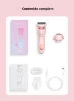 Epilador Eléctrico Para Mujeres 2 En 1 Recargable Doble Cabeza Impermeable Kit De Peluquería Corporal Para Eliminación De Vello Shaver Para Damas En El Bikini Y Axilas - details 17