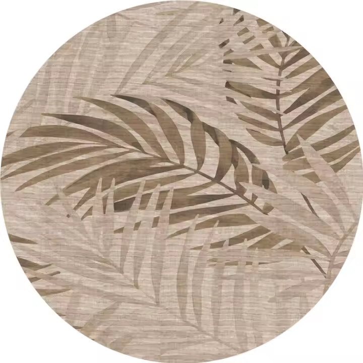VINILIKO, Alfombra interior/exterior PVC Natural palmeras sepia redonda, imitación textura natural - 1