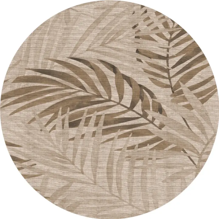 VINILIKO, Alfombra interior/exterior PVC Natural palmeras sepia redonda, imitación textura natural - 1